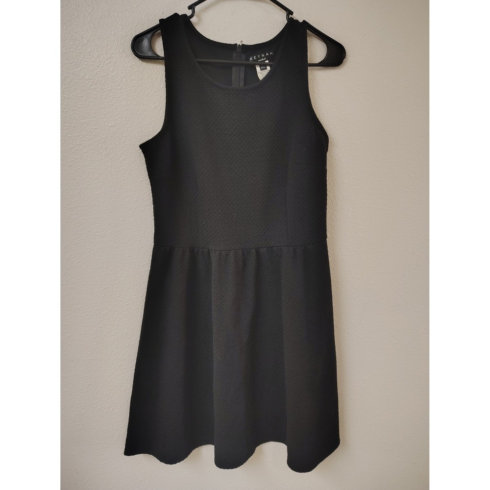 Reynah Couture Black‎ Textured Sleeveless Fit and Flare Mini Dress Womens Medium
